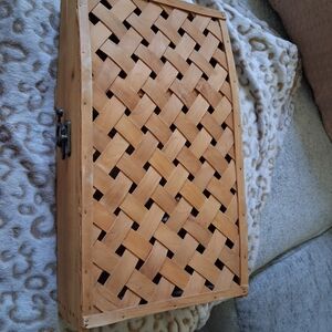Woven Wooden Decorative Box - Natural Brown